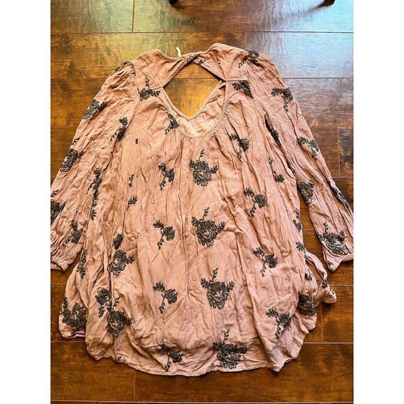 Free People S Long Sleeve Emma Austin Dress Floral Embroidered Boho - Picture 7 of 7